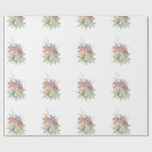水彩花レトロヴィンテージ ラッピングペーパー (フラット)
