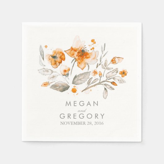 水彩花ヴィンテージ秋の結婚式 スタンダードカクテルナプキン (正面)