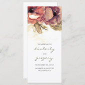 水彩花ヴィンテージ素朴結婚式 プログラム (正面/裏面)