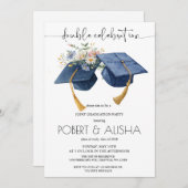 水彩花二重卒業パーティー 招待状 (正面/裏面)