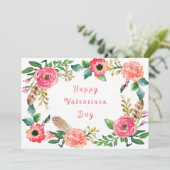 水彩花付きバレンタインの名刺 招待状 (スタンド正面)