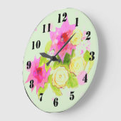 水彩花付き壁時計 ラージ壁時計 (傾斜)