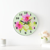 水彩花付き壁時計 ラージ壁時計 (ホーム)