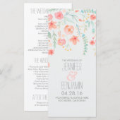 水彩花優雅な結婚式のプログラム プログラム (正面/裏面)