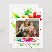 水彩花写真クリスマス ポストカード (正面/裏面)