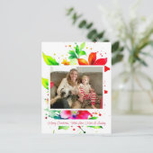 水彩花写真クリスマス ポストカード (スタンド正面)