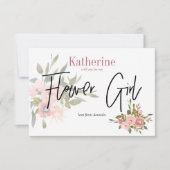 水彩花卉のフラワーガールにおなってくれる？ 招待状 (正面)