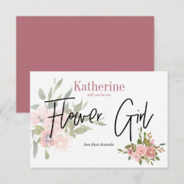 水彩花卉のフラワーガールにおなってくれる？ 招待状