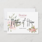水彩花卉のマトロン・オブ・オナーにおなってくれますか 招待状 (正面)