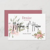 水彩花卉のマトロン・オブ・オナーにおなってくれますか 招待状 (正面/裏面)