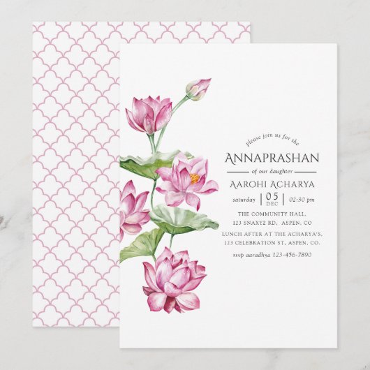 水彩花卉アナプラシャン初米式 招待状 (正面/裏面)