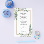 水彩花卉与绿植，纸质菜单 チラシ (シングル)