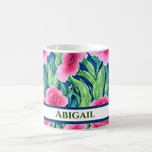 水彩花卉个性化咖啡杯 コーヒーマグカップ (中央)