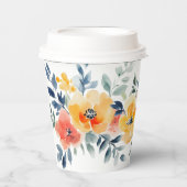 水彩花卉主题婚前小聚会 自制定制 紙コップ (正面)