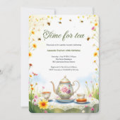 水彩花卉乡村园林茶会生日 招待状 (正面)