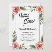 水彩花卉乡村波西米亚野生誕生日 招待状 (正面)