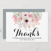 水彩花卉乡村风格婚礼感谢卡 サンキューカード (正面/裏面)