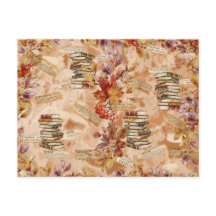 水彩花卉书迷秋季