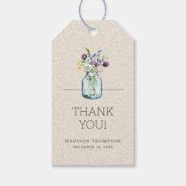 水彩花卉亚麻布波西米亚风格婚前派对邀请函 ギフトタグ