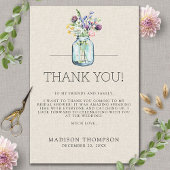 水彩花卉亚麻布波西米亚风格婚前派对邀请函 サンキューカード