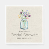 水彩花卉亚麻布波西米亚风格婚前派对邀请函 スタンダードランチョンナプキン (正面)