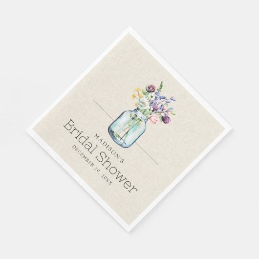 水彩花卉亚麻布波西米亚风格婚前派对邀请函 スタンダードランチョンナプキン (角)