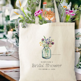 水彩花卉亚麻布波西米亚风格婚前派对邀请函 トートバッグ