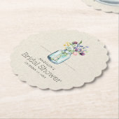 水彩花卉亚麻布波西米亚风格婚前派对邀请函 ペーパーコースター (アングル)