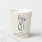 水彩花卉亚麻布波西米亚风格婚前派对邀请函 紙コップ (裏面)