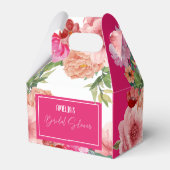 水彩花卉亮粉色婚前派对祝福 フェイバーボックス (裏面サイド)