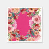 水彩花卉亮粉色婚前派对餐桌布置 スタンダードカクテルナプキン (正面)