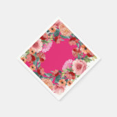 水彩花卉亮粉色婚前派对餐桌布置 スタンダードカクテルナプキン (角)