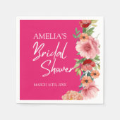 水彩花卉亮粉色婚前派对餐桌布置 スタンダードカクテルナプキン (正面)
