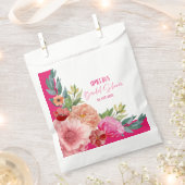 水彩花卉亮粉色婚前派对餐桌布置 フェイバーバッグ (クリップ留めされた状態)