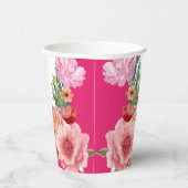 水彩花卉亮粉色婚前派对餐桌布置 紙コップ (右)