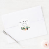 水彩花卉仙人掌盆栽定制感谢信 ラウンドシール (封筒)