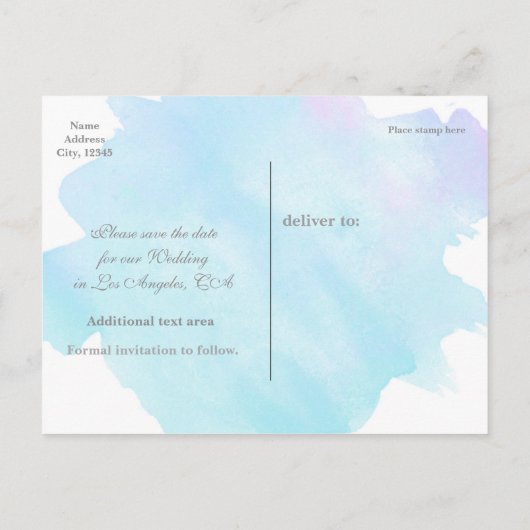 水彩花卉优雅多彩的保存日期 案内ポストカード (裏面)