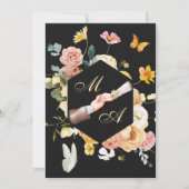 水彩花卉优雅婚礼 招待状 (正面)