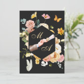 水彩花卉优雅婚礼 招待状 (スタンド正面)