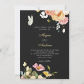水彩花卉优雅婚礼 招待状 (裏面)