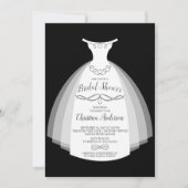 水彩花卉优雅新娘礼服 婚前派对邀请函 招待状 (正面)