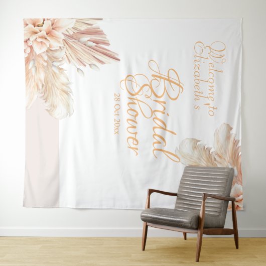 水彩花卉优雅的婚前小聚婚礼 タペストリー (インサイチュ(横))