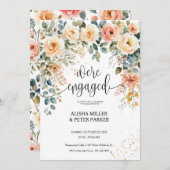 水彩花卉优雅订婚派对 セーブザデート (正面/裏面)