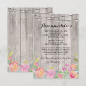 水彩花卉住宿婚礼邀请卡 エンクロージャーカード (正面/裏面)