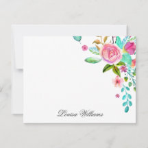 水彩花卉便条卡