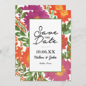 水彩花卉保存日邀请函 招待状 (正面/裏面)