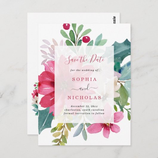 水彩花卉假期 | 結婚式の招待前カード ポストカード (正面/裏面)