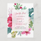 水彩花卉假期 | 結婚式の招待前カード ポストカード (正面)