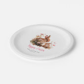 水彩花卉兔子复活节 ペーパープレート (アングル)