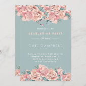 水彩花卉写真(ピンク) 招待状 (正面/裏面)